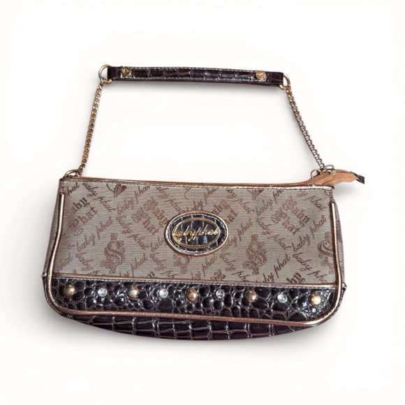 Vintage Y2K Baby Phat logo shoulder bag chain w/strap & faux-leather trim - Picture 1 of 12